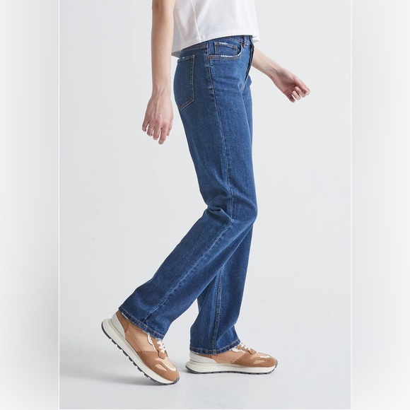Duer Women's Midweight Performance Denim Loose Straight - Medium Blue - Picture 4 of 7